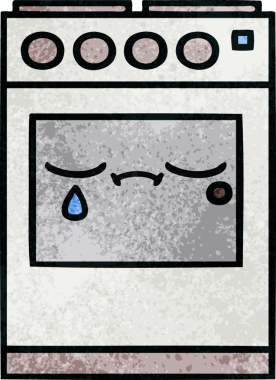 Bir insan tarafından çizilmiş mutfak fırınının retro grunge deseni.