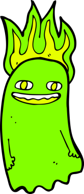 Bir insan tarafından çizilmiş komik çizgi film hayaleti.