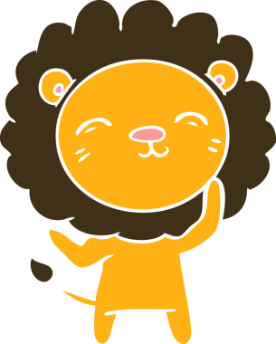 Bir insan tarafından çizilmiş düz renkli çizgi film aslanı