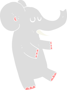 Bir insan tarafından çizilmiş dans eden filin düz renk çizimi