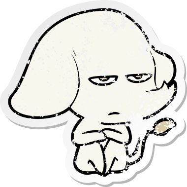 Bir insan tarafından çizilmiş kızgın bir fil çıkartması.