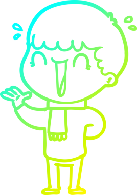 Bir insan tarafından çizilmiş gülen bir çizgi film karakterinin soğuk gradyan çizgisi.