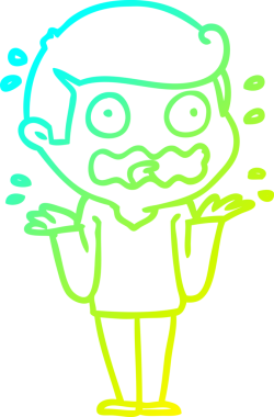 Bir çizgi film karakterinin soğuk gradyan çizimi bir insan tarafından tamamen strese sokulmuş.