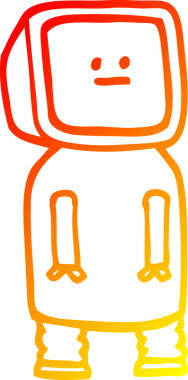 Bir insan tarafından çizilmiş komik bir robot çizgi çizimi.