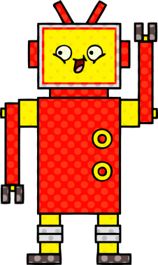 bir insan tarafından çizilmiş bir robotun çizgi roman tarzı