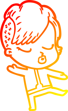 Bir insan tarafından çizilmiş güzel hippi bir çizgi film çizimi.