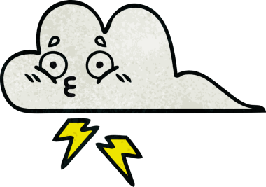 Bir insan tarafından çizilmiş bir gök gürültüsü bulutunun retro grunge desen çizimi