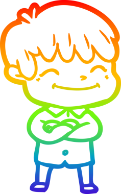 gökkuşağı gradyan çizgi çizimi bir insan tarafından çizilmiş mutlu bir çocuk