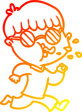 Gözlük takan ve koşan bir insan tarafından çizilen çizgi film karakteri.