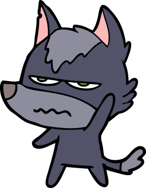 Bir insan tarafından çizilmiş rahatsız kurt çizgi filmi.