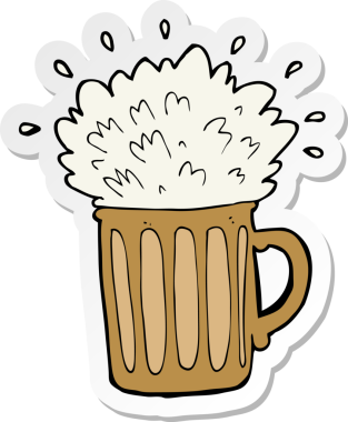 Bir insan tarafından çizilmiş köpüklü bira etiketi.