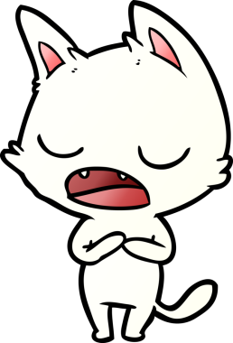 Bir insan tarafından çizilmiş konuşan kedi çizgi filmi.