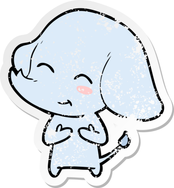 Bir insan tarafından çizilmiş şirin bir filin sıkıntılı çıkartması