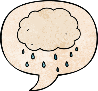 bir insan tarafından çizilmiş eski dokuda konuşma baloncuğu olan karikatür yağmur bulutu