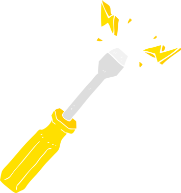 Bir insan tarafından çizilen tornavidanın düz renk çizimi