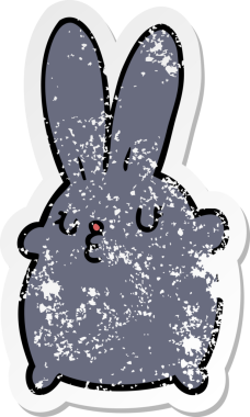 Bir insan tarafından çizilmiş şirin bir tavşanın sıkıntılı çıkartması.