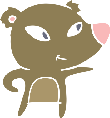 Bir insan tarafından çizilmiş şirin düz renkli çizgi film ayısı.