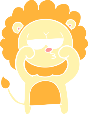 Bir insan tarafından çizilmiş düz renkli karikatür sıkılmış aslan