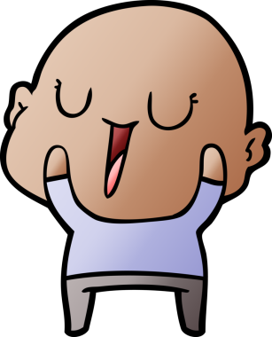 Bir insan tarafından çizilmiş mutlu, kel adam.