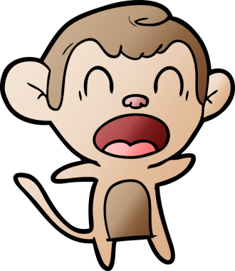 Bir insan tarafından çizilmiş bağıran çizgi maymun.