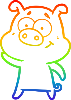 gökkuşağı gradyan çizimi mutlu çizgi domuz çizimi bir insan tarafından çizilmiş