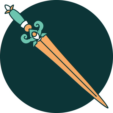 Bir insan tarafından çizilmiş bir hançerin ikonik dövme şekli