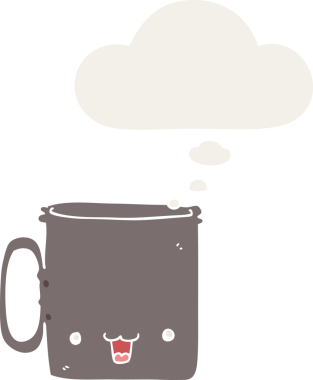 Düşünce baloncuklu karikatür kabı bir insan tarafından çizilmiş.