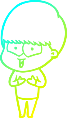 Bir çizgi film karakteri çizen soğuk çizgi bir insan tarafından çizilmiş mutlu çocuk.