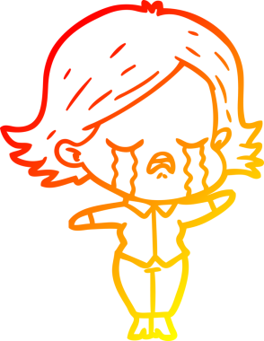 Bir insan tarafından çizilmiş ağlayan çizgi film kızı çizimi.