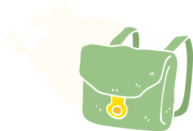 Bir insan tarafından çizilmiş sırt çantasının düz renk çizimi