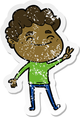 Bir insan tarafından çizilmiş, karikatür dostu bir adamın sıkıntılı çıkartması.