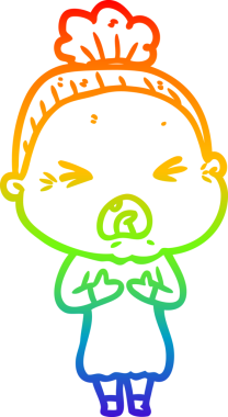 Bir insan tarafından çizilmiş kızgın yaşlı bir kadının çizimi.