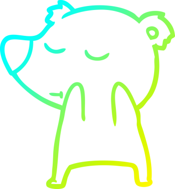 Bir insan tarafından çizilen mutlu çizgi film ayısının soğuk gradyan çizgisi.