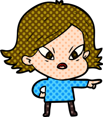 Çizgi film bir insan tarafından çizilmiş stresli kadın.