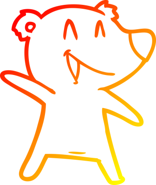 Bir insan tarafından çizilmiş gülen ayı karikatürü.