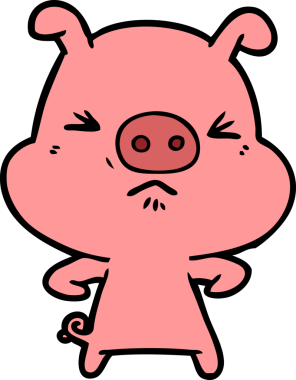 Bir insan tarafından çizilmiş kızgın domuz çizgi filmi.