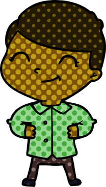 Bir insan tarafından çizilmiş kalçaları olan çizgi filmci çocuk.