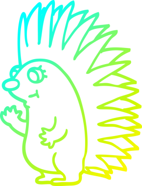 Bir insan tarafından çizilen sivri uçlu kirpinin soğuk gradyan çizimi.