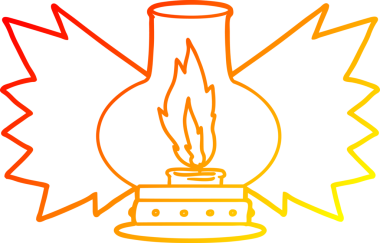 Bir insan tarafından çizilmiş çizgi film fenerinin sıcak gradyan çizimi