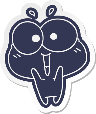 karikatür etiketi kawaii bir insan tarafından çizilmiş şirin kurbağayı heyecanlandırdı