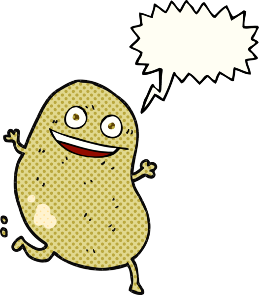 El yazısıyla çizilmiş çizgi roman konuşma balonu, bir insan tarafından çizilmiş patates.