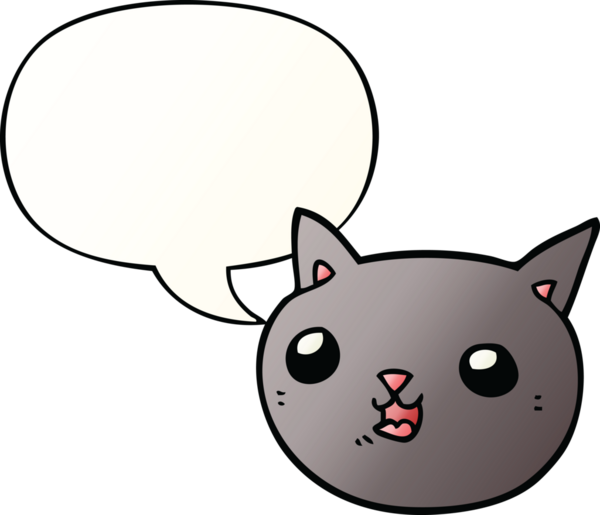 bir insan tarafından çizilmiş yumuşak eğimli konuşma baloncuklu çizgi film kedisi