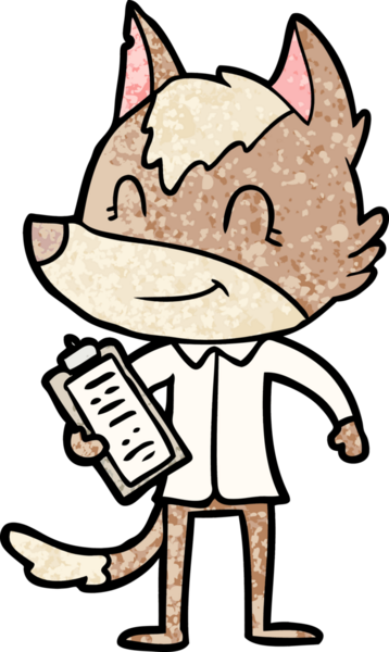 Bir insan tarafından çizilmiş dost canlısı bir kurt patronu.