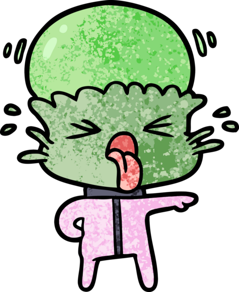 Bir insan tarafından çizilmiş garip bir uzaylı çizgi filmi.