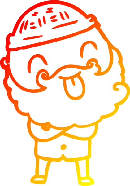 Sakallı bir adamın insan tarafından çizilmiş sıcak bir çizgi çizimi.