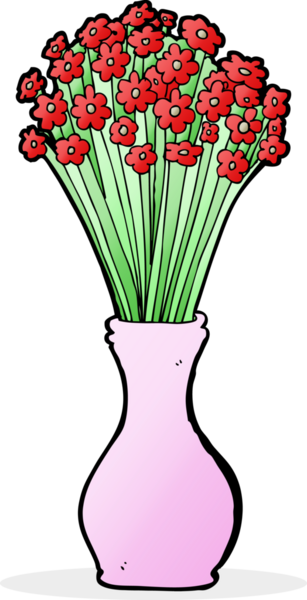 Bir insan tarafından çizilmiş saksıdaki karikatür çiçekleri