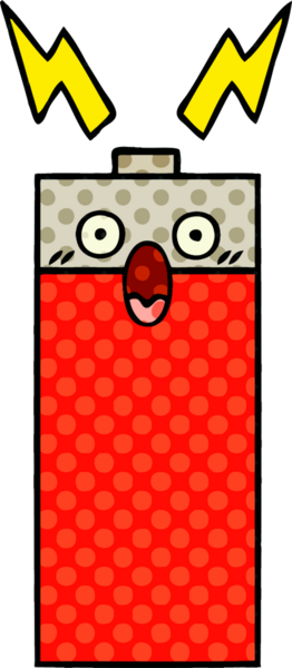 Bir insan tarafından çizilmiş bir bataryanın çizgi roman tarzı