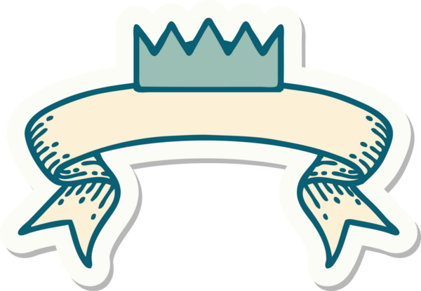 Bir insan tarafından çizilmiş taç dövmesi stili çıkartması.