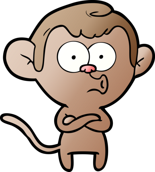 Bir insan tarafından çizilmiş, şaşırmış maymun çizgi filmi.