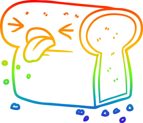 Gökkuşağının gradyan çizimi bir insan tarafından çizilmiş iğrenç bir ekmek somunu.